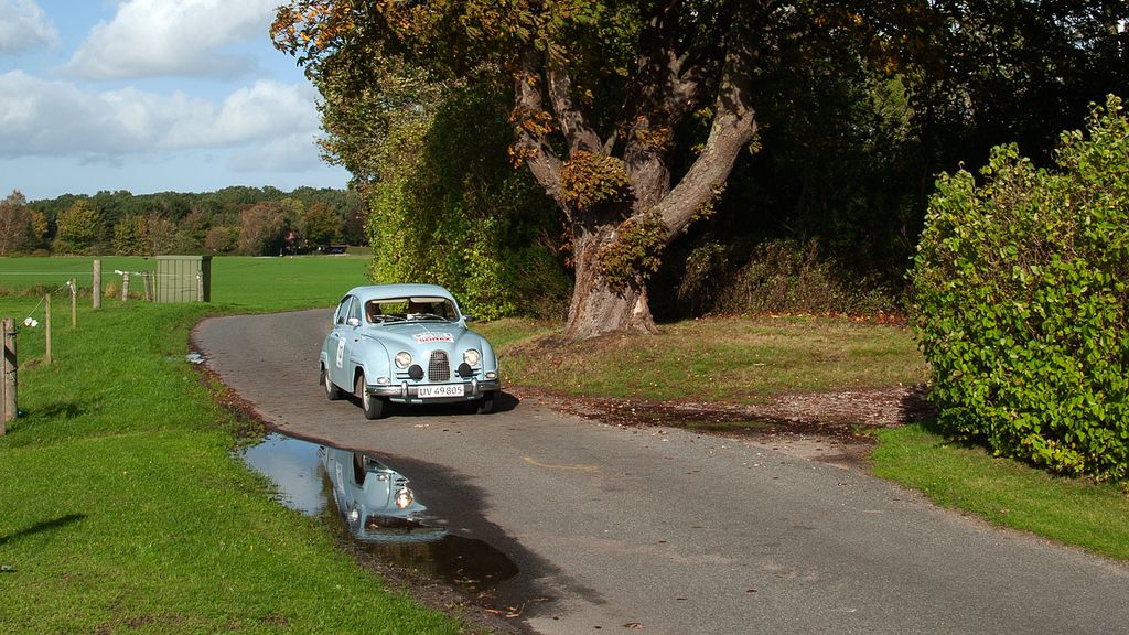 Arne Lundgaard, og Søren Kamp, Holstebro, kørte løbets ældste bil, en flot SAAB 96-850 fra 1963, til Danmarksmesterskabet i Touring Klassen
(Foto: Viggo Johansen, rallypics.dk)